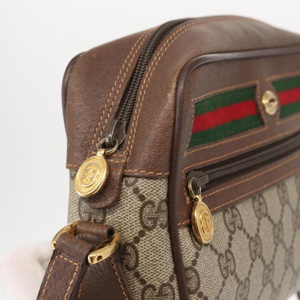 GUCCI GG Supreme Web Sherry Line Bag PVC Beige Red 119 02 087 Auth 152569 - Picture 10 of 16